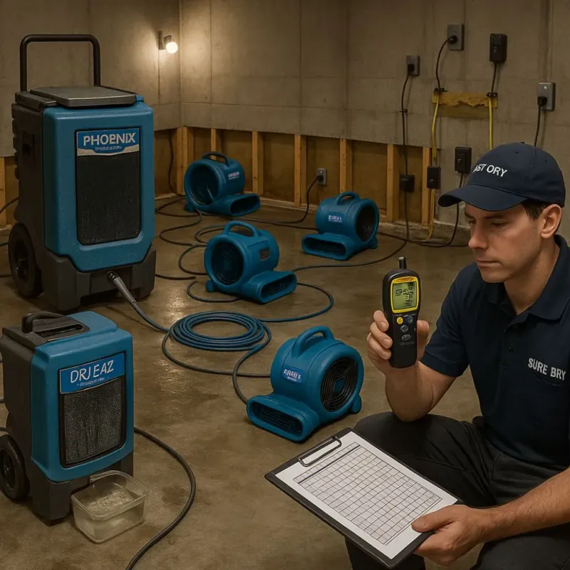Structural Drying and Dehumidification process in Parkers Prairie, MN